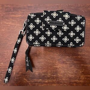 Vera Bradley Black and Cream Wristlet